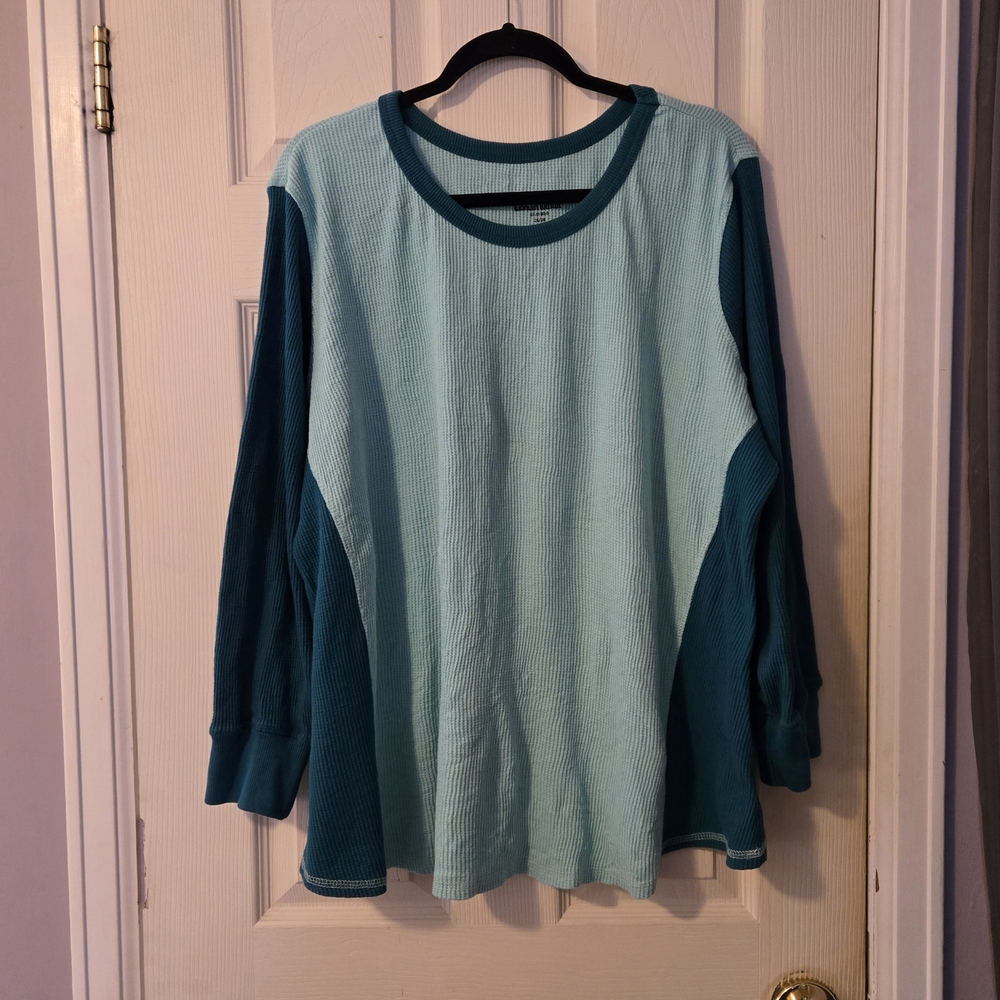 Two-Tone Long Sleeve Waffle Top